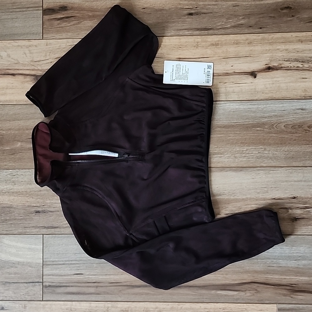 Lululemon Reversible Mesh 1/2 Zip, 4, Black/Red Merlot, New, Never Worn With Tag